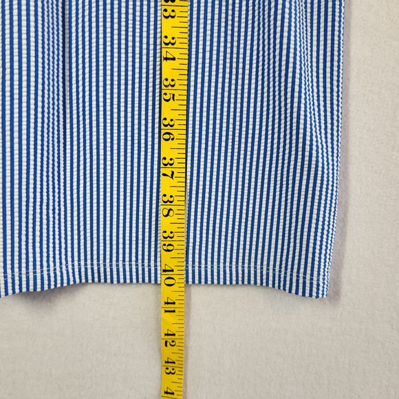 Talbots Womens XL Blue White Seersucker Short Sleeve Shift Dress NWT Knee Length - Picture 12 of 12